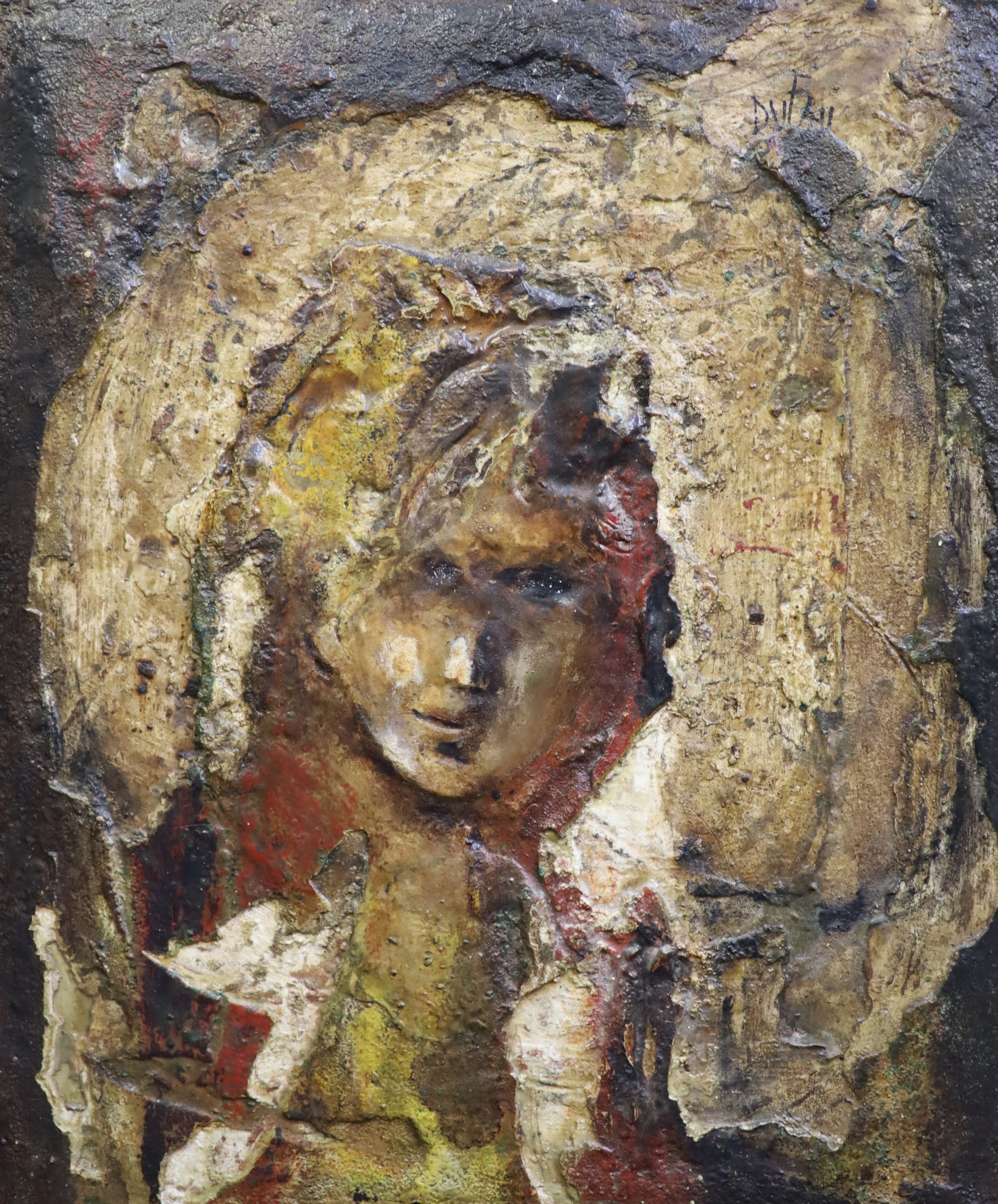 Paul Dufau (French, 1897-1989), Portrait, Mixed media on board, 55 x 45cm. & 48 x 32cm. (2)